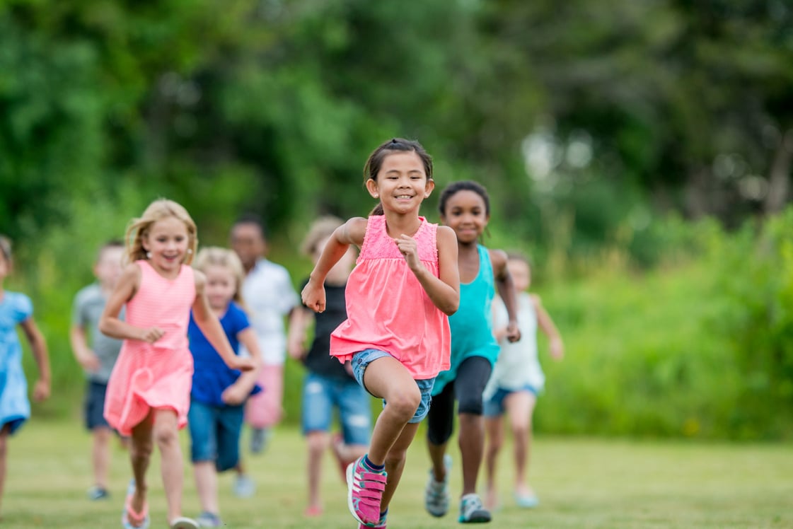 Kids running outside